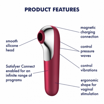 Вакуумный стимулятор и вибратор Dual Love, двухсторонний цвет: красный Satisfyer (Германия)