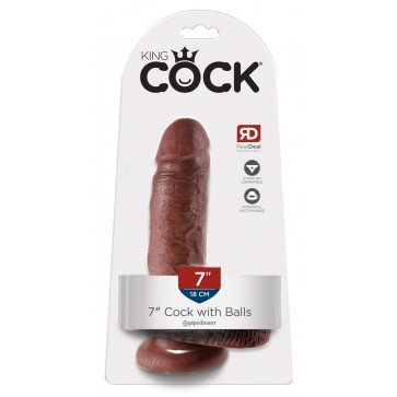 King Cock 7" Cock w Balls Brow