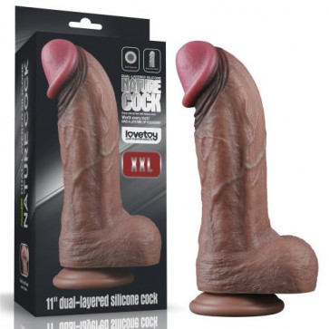 Фалоімітатор - Dual-Layered Silicone Cock 11" Brown