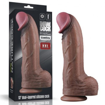 Фалоімітатор - Dual-Layered Silicone Cock 13" Brown
