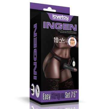 Страпон - Ingen Vibrating Easy Strap-On Set 7.5" Black