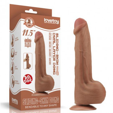 Фалоімітатор - Sliding-Skin Dual Layer Dong 11.5" Brown