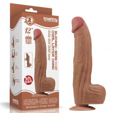 Фалоімітатор - Sliding-Skin Dual Layer Dong 12" Brown
