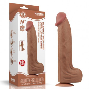 Фалоімітатор - Sliding-Skin Dual Layer Dong 14" Brown