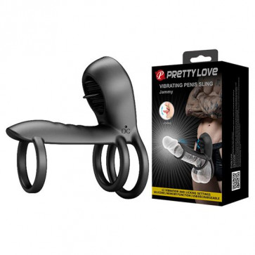 Ерекційне кільце - Pretty Love Vibrating Penis Sling Jammy Black