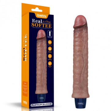 Вібратор - Real Softee Rechargeable Silicone Vibrating Dildo 9.5"