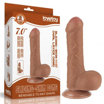 Фалоімітатор - Sliding-Skin Dual Layer Dong 7" Brown