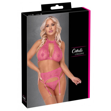 Комплект білизни - 2214482 Cottelli Collection Bra Suspender Set Pink - S/M
