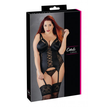 Корсет з підв'язками для панчіх - 2632187 Cottelli Collection Basque Black