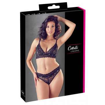 Bra and Briefs Rhinestones - Black {} S