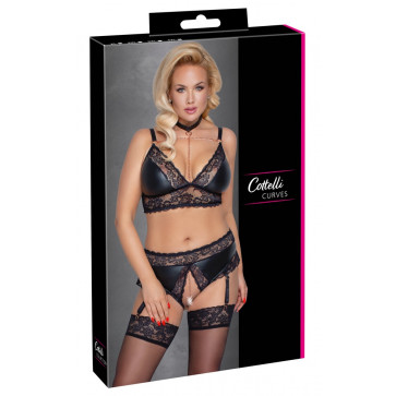 2213982 Bra and Suspender Briefs - black {} XL