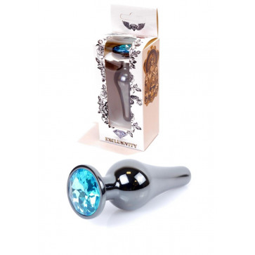 Анальна пробка - Jewellery Dark Silver Butt Plug Light Blue