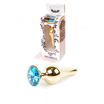 Анальна пробка - Jewellery Gold Butt Plug Light Blue
