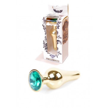 Анальна пробка - Jewellery Gold Butt Plug Green