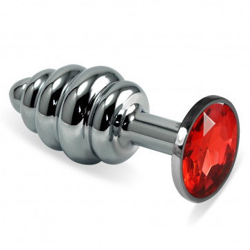 Анальна пробка - Silver Spiral Plug Red