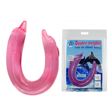 Двойной фаллоимитатор Дельфины Double Heads, TPR Material, Available color:  Pink B