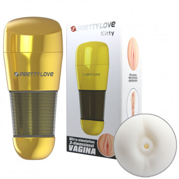 Pretty Love Kitty Vagina Masturbator Flesh Gold