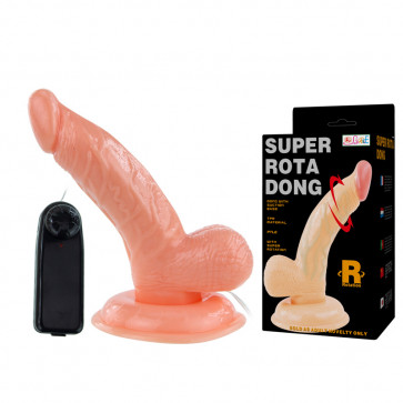 Фаллоимитатор с мошонкой - Super Rotating Dong, Flesh, 15,5cm