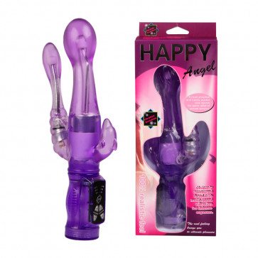 Happy Angel, Triple Pleasure, Purple, 22cm