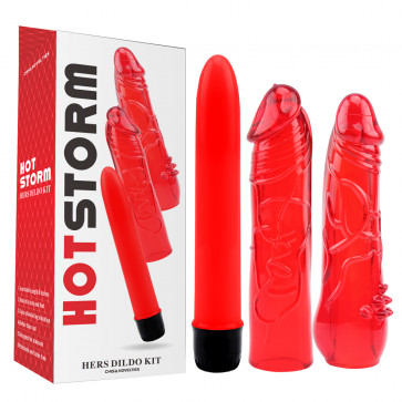 Вібратор з насадками - Hot Storm Hers Dildo Kit
