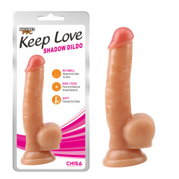 Фаллоимитатор с мошонкой - Keep Love Shadow Dildo Flesh