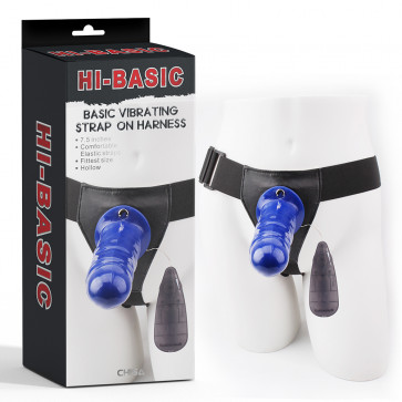 Basic Vibrating Strap-on Harness Blue