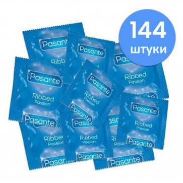 Стимулирующие презервативы с ребристой структурой Pasante - Ribbed Passion, №144