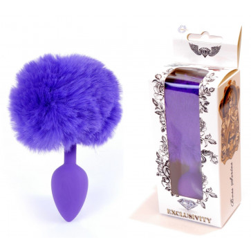 Анальная пробка ( размер S ) с хвостом Boss Series - Silicon PLUG Bunny Tail Purple, BS6400101