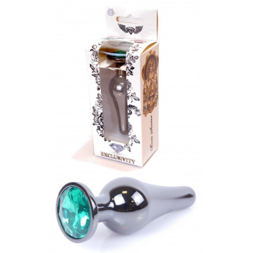 Анальная пробка Boss Series - Jewellery Dark Silver BUTT PLUG Green, BS6400060