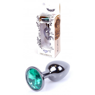 Анальная пробка Boss Series - Jewellery Dark Silver PLUG Green S, BS6400033 