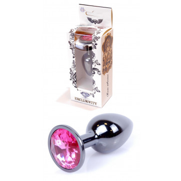 Анальная пробка Boss Series - Jewellery Dark Silver PLUG Pink S, BS6400026