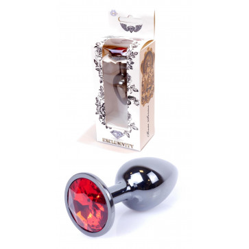 Анальная пробка Boss Series - Jewellery Dark Silver PLUG Red S, BS6400028
