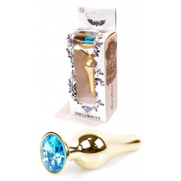 Анальная пробка Boss Series - Jewellery Gold BUTT PLUG Light Blue, BS6400067