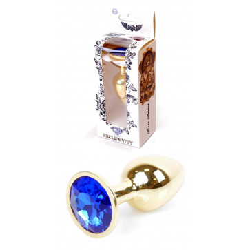 Анальная пробка Boss Series - Jewellery Gold PLUG Dark Blue S, BS6400023
