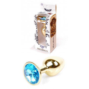 Анальная пробка Boss Series - Jewellery Gold PLUG Light Blue S, BS6400022