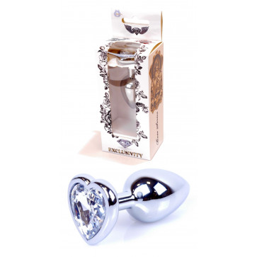 Анальная пробка Boss Series - Jewellery Silver Heart PLUG Clear S, BS6400048