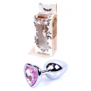 Анальная пробка Boss Series - Jewellery Silver Heart PLUG Rose S, BS6400045