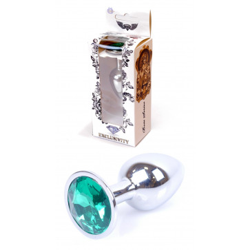 Анальная пробка Boss Series - Jewellery Silver PLUG Green S, BS6400011