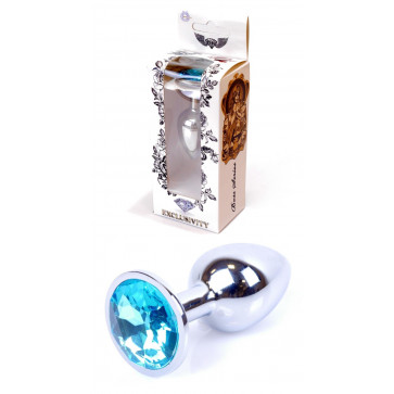 Анальная пробка Boss Series - Jewellery Silver PLUG Light Blue S, BS6400014