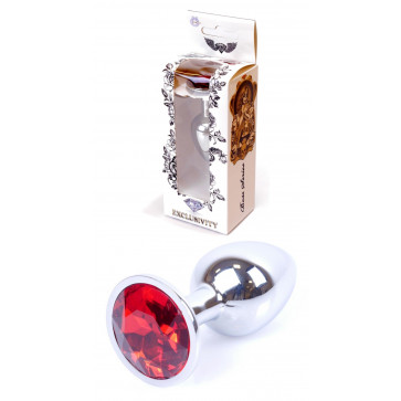 Анальная пробка Boss Series - Jewellery Silver PLUG Red S, BS6400016