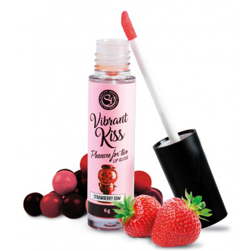 Блеск для губ с эффектом вибрации Secret Play - LIP GLOSS Vibrant Kiss Strawberry Gum, 6 грамм