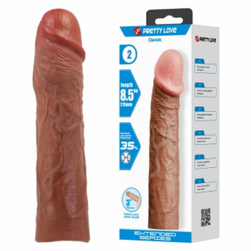 Удлиняющая насадка презерватив Pretty Love - Derek 8,5" Brown, BI-026269-1