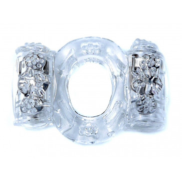 Эрекционное вибро кольцо BOSS Vibrating Cock Ring Double Clear, BS6700034