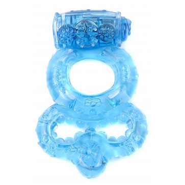 Эрекционное вибро кольцо BOSS Vibrating Duo Cock Ring Blue, BS6700045