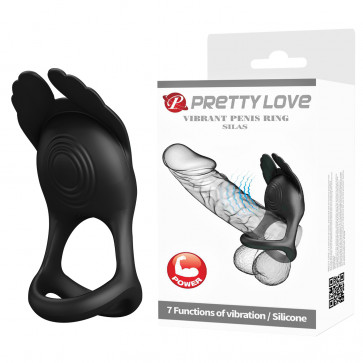Эрекционное кольцо Pretty Love - Vibration Penis Ring SILAS Black, BI-210318