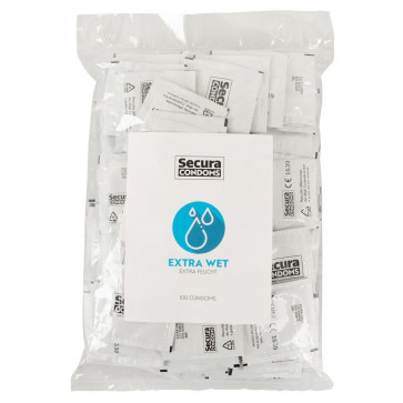 Гладкие презервативы в обильной смазке Secura - Extra Wet, 100 шт