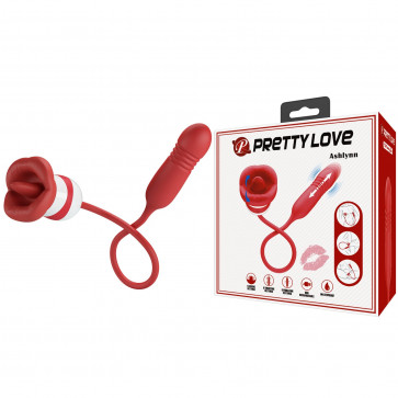 Гибкий вибростимулятор с поступательным движением и функцией лизания Pretty Love - Ashlynn, BI-300075