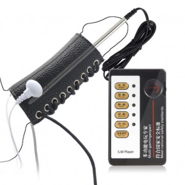  Электростимуляция члена   Electro-sex PU Ring + Metal Penis Plug