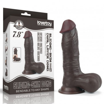 7.8 Sliding Skin Dual Layer Dong - Whole Testicle (Black)