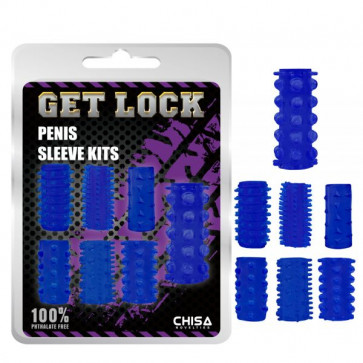 Синий набор насадок для дополнительной стимуляции Penis Sleeve Kits